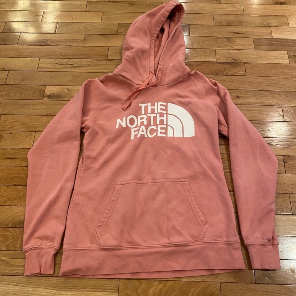 The North Face‎ Womens Pink Logo Pullover Hoodie Sweatshirt Small Salmon